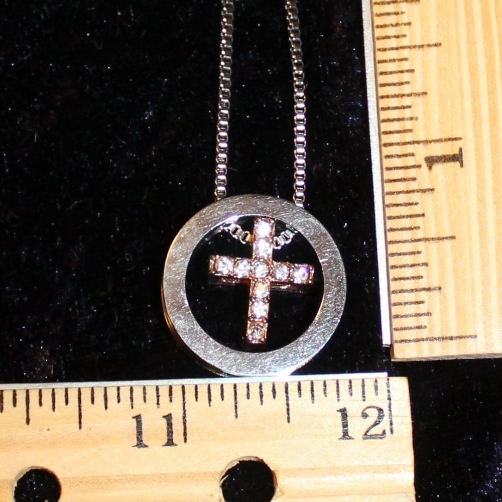 Floating Rhinestone Cross Necklace
